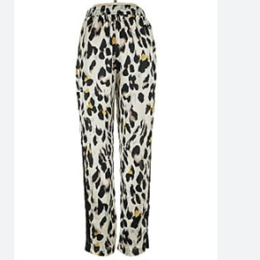 SEE AND BE SEEN Leopard Print Satin Feel Drawstring Pants Size Small